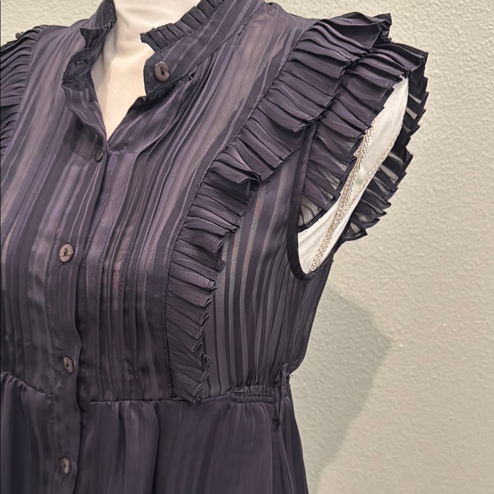 Adorable Navy Blue Ruffled Dress - Picture 6 of 6
